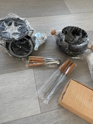 Set Fondue Orolay Negro y Madera