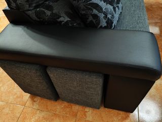 Sofá de Esquina Gris y Negro