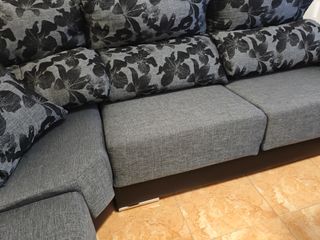Sofá de Esquina Gris y Negro