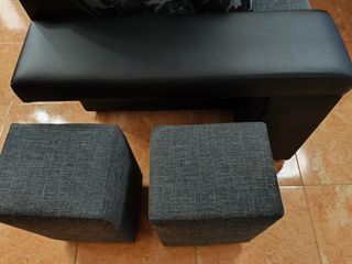 Sofá de Esquina Gris y Negro