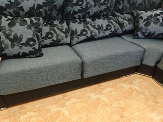 Sofá de Esquina Gris y Negro