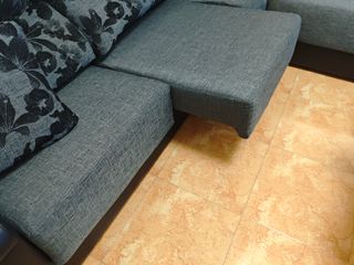 Sofá de Esquina Gris y Negro