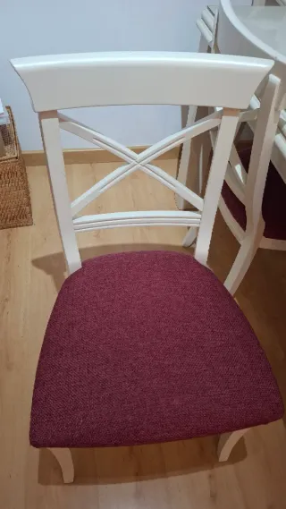 Mesa Comedor Blanca Cristal y Madera y 6 sillas