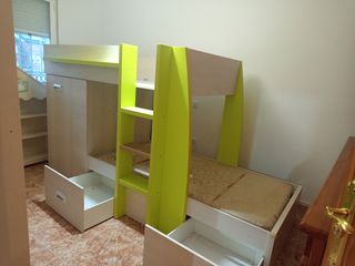 Cama tren infantil con armario y cajones