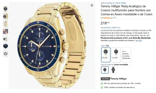 Reloj Tommy Hilfiger Caballero Dorado Azul