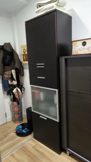 Mesa comedor extensible y 4 sillas madera wengue