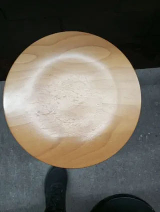 Taburete con ruedas madera y metal