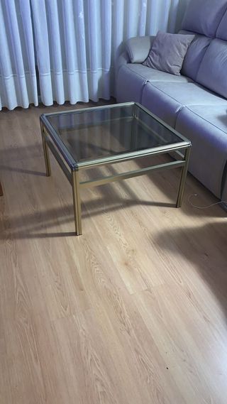 Mesa de centro cuadrada cristal y metal