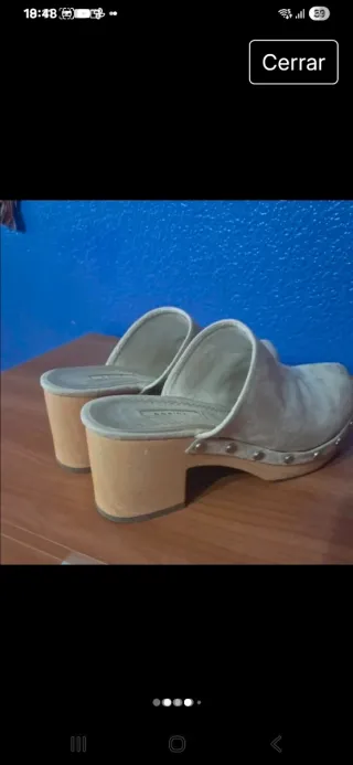 Zuecos Corina Talla 38 beige tipo ante