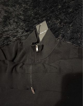 Jersey Massimo Dutti cuello alto cremallera negro