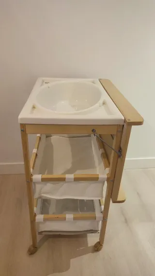 Bañera cambiador madera para bebé