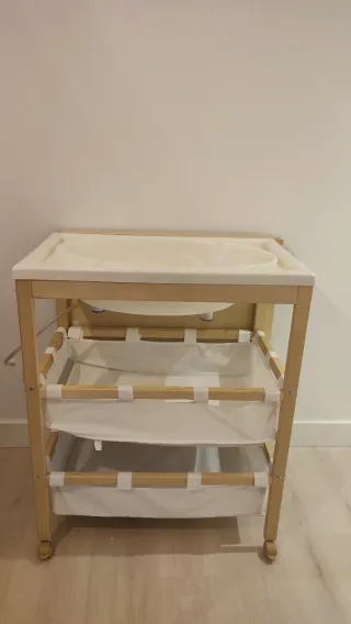 Bañera cambiador madera para bebé
