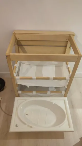 Bañera cambiador madera para bebé