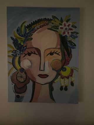 Cuadro pintado a mano abstracto mujer