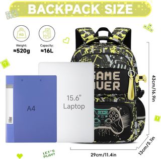 Zaino bambino Game Over con portachiavi