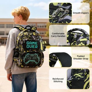 Zaino bambino Game Over con portachiavi