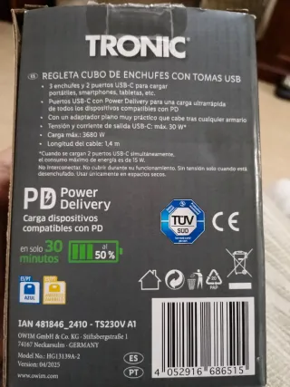 Regleta Cubo Tronic con USB