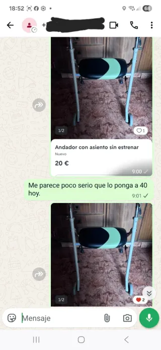 Andador con asiento sin estrenar