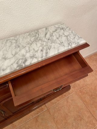 Mueble recibidor madera y mármol