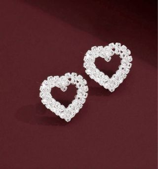 Pendientes Corazones Diamantes Brillantes Elegante