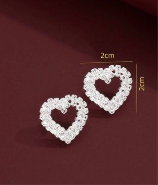 Pendientes Corazones Diamantes Brillantes Elegante