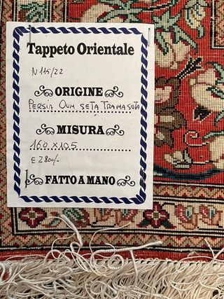 Tappeto in seta Qum,Tappeto Persiano.