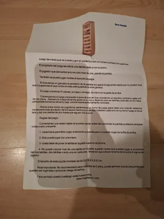 Torre Grande Juego de Mesa Madera