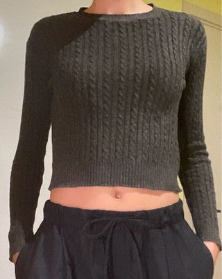 Jersey Pull&Bear gris oscuro trenzado