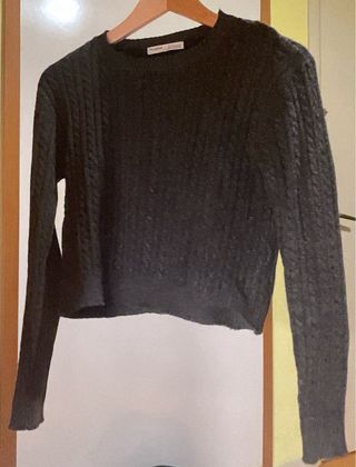 Jersey Pull&Bear gris oscuro trenzado