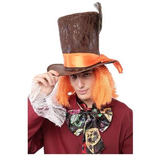 Sombrero Loco Marrón y Naranja Sombrerero Alicia