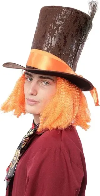 Sombrero Loco Marrón y Naranja Sombrerero Alicia