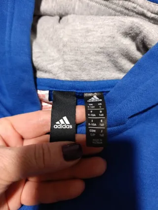 Sudadera Adidas Azul con Logo Talla 9-10 años