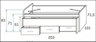 CAMA DOBLE CON CAJONES W357.