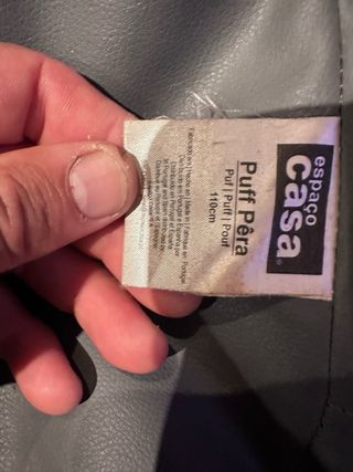 Puf grande piel sintética gris