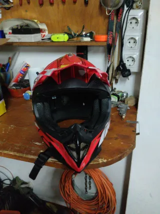 Casco Moto Infantil Rojo y Blanco