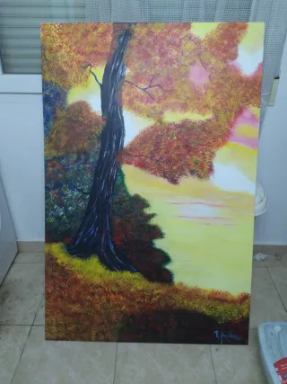 Cuadro pintura paisaje árbol
