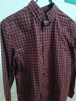 Camisa Fred Perry cuadros burdeos y negro