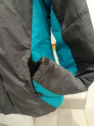 Cazadora nieve mujer gris y turquesa