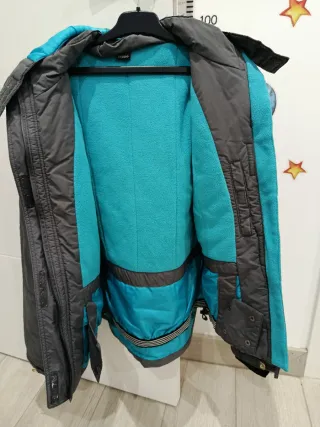 Cazadora nieve mujer gris y turquesa