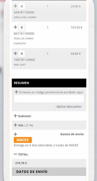 Palanca de cambio Yamaha MT-07 2023