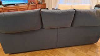 Sofá 3 plazas azul con cabeceros reclinables