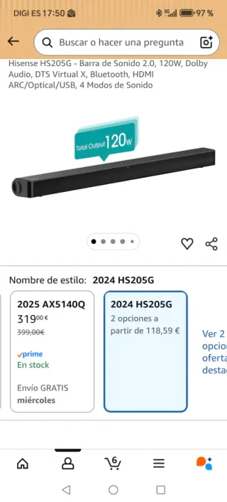 Barra de Sonido Hisense Negra