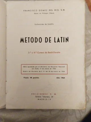 Método de latín. Gramática Latina. S.M. 1960.