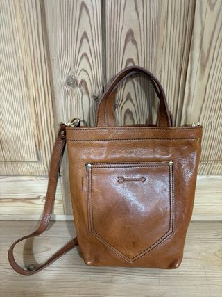 Bolso de piel marrón de mercules.