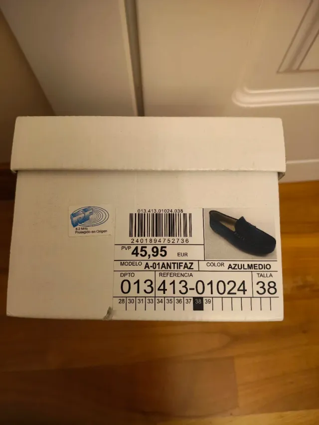 Mocasines niño A.J.J.S. piel azul talla 38 nuevos