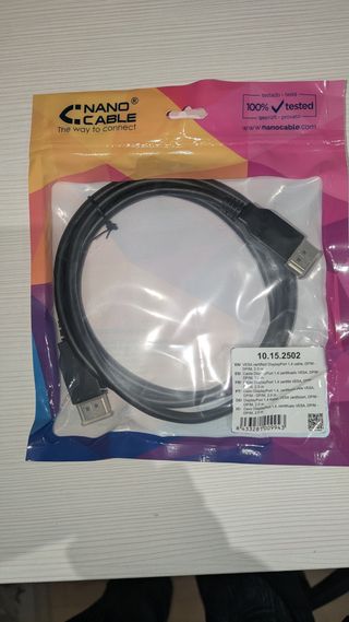 Cable 2 metros Nanocable DisplayPort 1.4 Negro