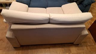 Sofá 2 plazas cómodo blanco con fundas