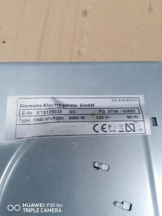 Placa vitrocerámica Siemens 2 fuegos