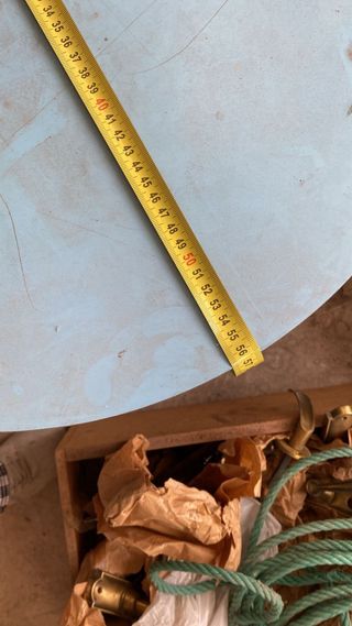 Mesa redonda vintage madera y metal