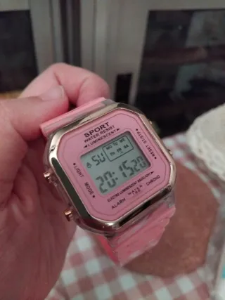 Reloj deportivo multifunción mujer - rosa y dorado